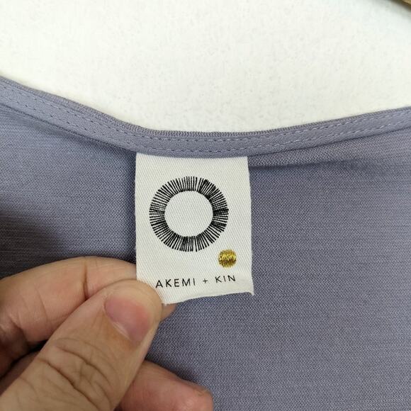 Anthro Akemi + Kin Lavender Grey Cross Drape Ruched Long Sleeve Top Size S - Picture 5 of 9